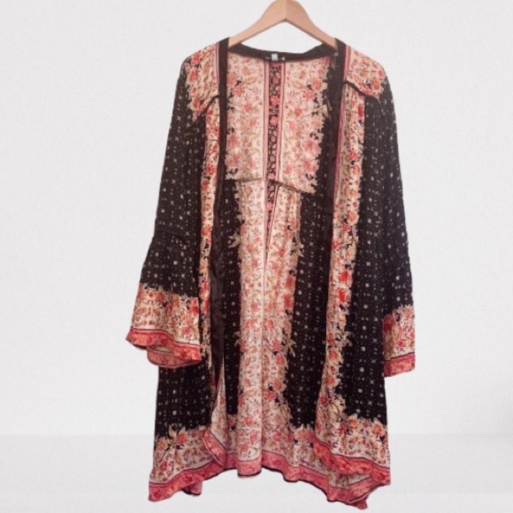 Nostalgia Boho Floral Print Open
Front Kimono Cover up Size M
